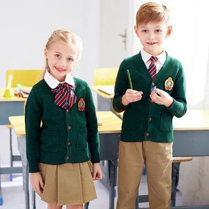 Kids Primary Red Sweater Coat Design With Pictures School Uniform