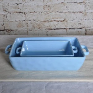 kitchen bakeware enamel ceramic rectangular baking trays with handles