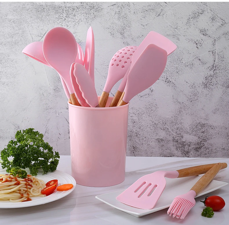 Kitchenware utensil set cooking utensils with spatula kitchen gadgets silicone utensils set with holder