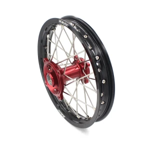 KKE 19/16 Motorcycle Spoked Kids Big Wheels  Set Compatible with CR80R CR85R 2003-2008 Red Hub Black Rim
