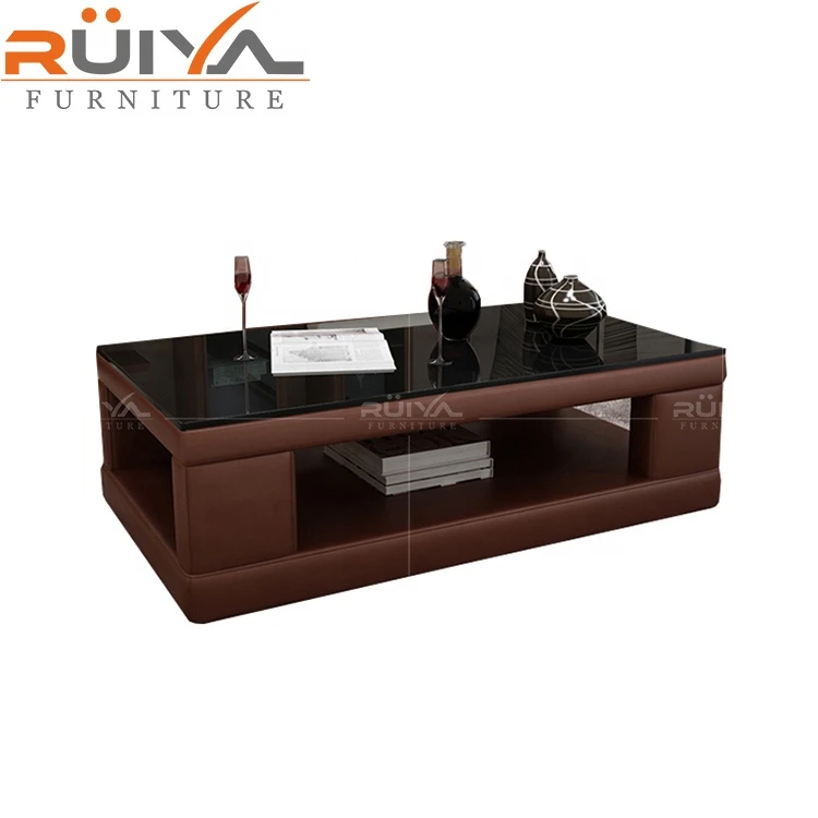 Korean design furniture tea table with tempered glass top