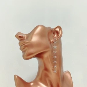 Korean Trend Gold Rhodium Plated Earrings 925 Silver Post for Women Drop Tassel Bohemian 2020 Jewelry Fashion (HUBADE-37-SV)