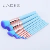 LADES 9 Pieces Wholesale Blue Brush Set Duo Synthetic Hair for Makeup Application
