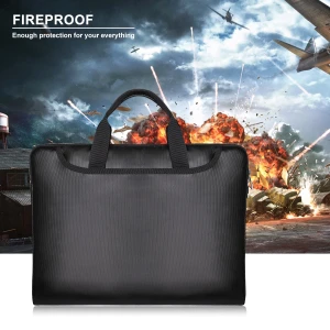 Large Capacity Document Bag Waterproof Fireproof Safe Bag for Laptop Tablet Valuables Money with Lock Zipper Closure