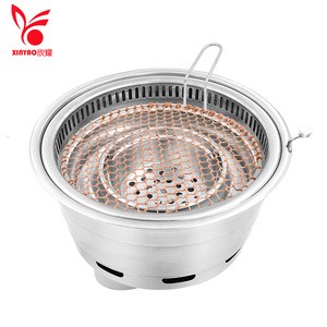 Large size round barbecue rack lower smoke extraction Korean charcoal barbecue stove embedded barbecue equipment