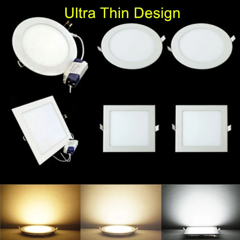 LED Panel light Recessed Kitchen Bathroom Lamp 220V  6W  Round /Square LED Ceiling Panel light Warm//Cool White
