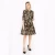 Import Leopard Printed Crewneck Autumn Summer Front Metal Zipper with Belt Elbow Sleeve Tent Cotton Dress from USA