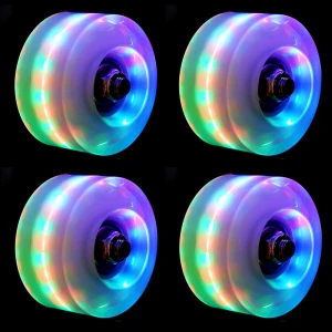 Light up Roller PU Skate Wheels with Bearings Luminous Installed Double Row Skating Skateboard 4 wheel Roller Skates Accessories