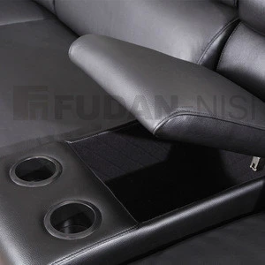 Living room furniture top grain leather sofa set designs black king size chaise lounge modern
