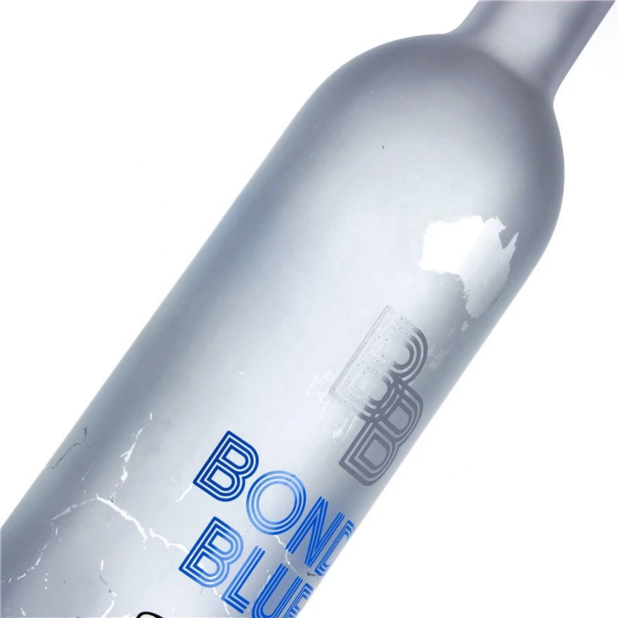 Logo Frost Frosted Alcohol Spirits Liquor Wine Whisky Rum Tequila Vodka Glass Bottle Print Screw Cap 375ml 750ml Custom