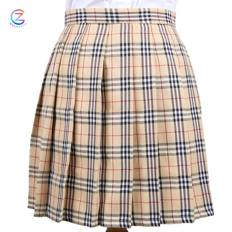Low MOQ Pleated Tennis Skirt Girl&#x27;s School Uniform Women Students High Waist Dress Summer  Clothes Mini Tartan Plaid Dresses