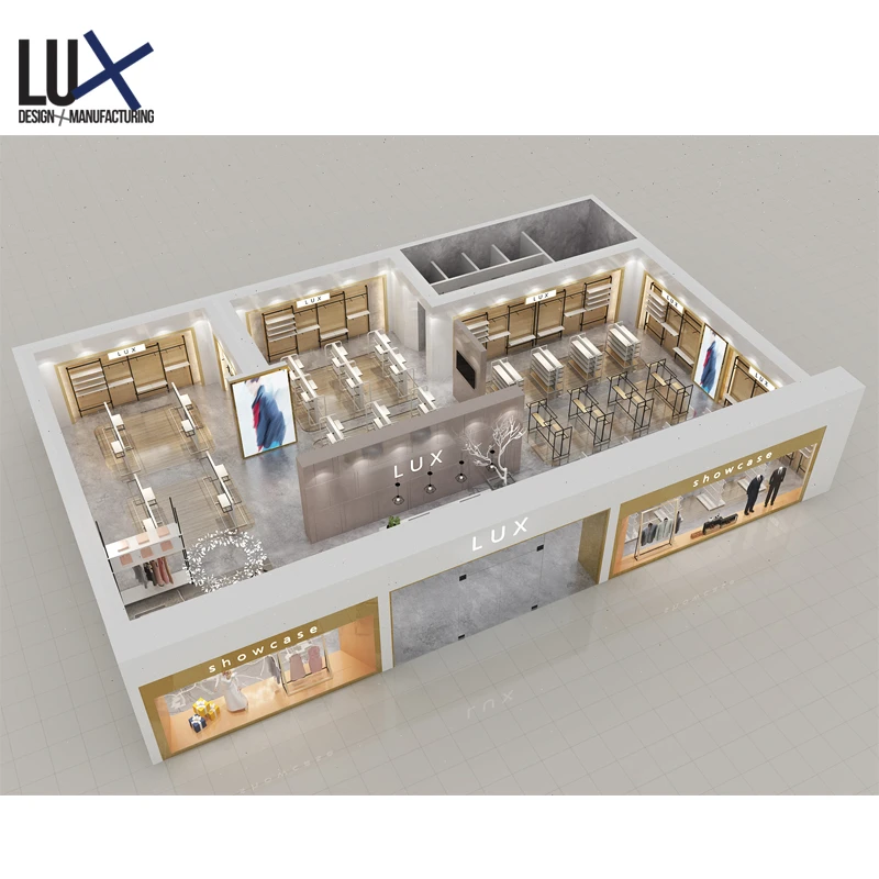 LUX Design Project Experienced Apparel Display Counter Garment Store Furniture Clothing Showroom For Retail Stores