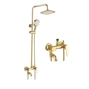 Luxury Gold Bath Shower Mixer Tap Exposed Rain Shower Set