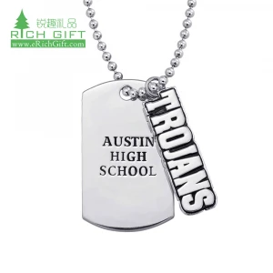 Made in china custom engraving logo blank metal stainless steel colored soft enamel football dog tags for souvenir