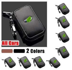 Mcow 30+ Design Low MOQ Keyrings Zipper Key Pouch Genuine Leather Car Key Bag Key Wallet