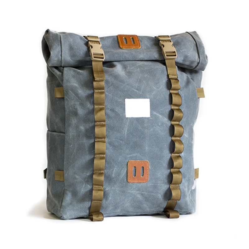 men Waxed Canvas leather roll top backpack mens rolltop backpack provide customized service