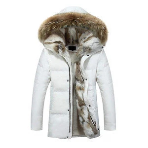 Mens Fur Collar Down Jackets Hooded Warm Coats