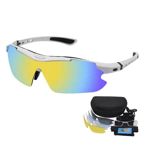 Mens Outdoor Cycling Sunglasses with Black Multi-Color Lens Sports Glasses Set
