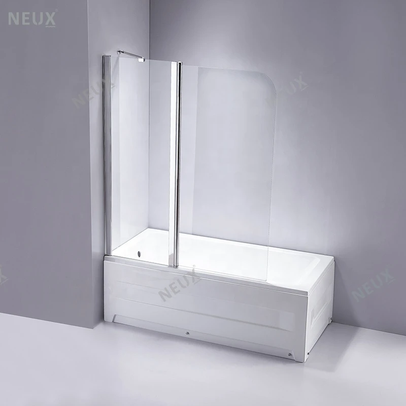 Modern Design Tempered Glass Pivot Bath Screen with Supporting Bar