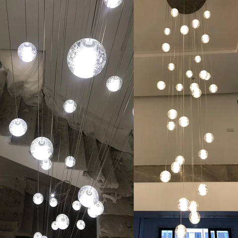 Buy Modern Round Plate Led Crystal Bubble Ball Pendant Lights Staircase ...
