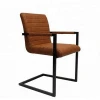 modern wholesale restaurant french style Vintage Retro sillas Industrial cognac leather dining chair with metal frame