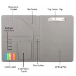 MoKo PU Leather Resume Conference Legal Document Organizer with A4 Size Clipboard for Interview & Business