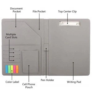 MoKo PU Leather Resume Conference Legal Document Organizer with A4 Size Clipboard for Interview &amp; Business