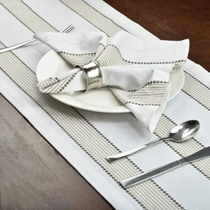 MRTONG  Folding Design Customized Folding Styles  Luxury Cotton Stripe Dinner Table Cloth Napkin