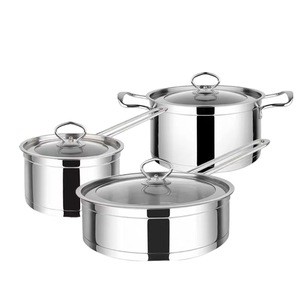 Multifunction hot sale soup pot durable high-quality stainless steel three-piece stock cooking pots