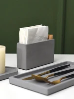Multifunctional cement Tissue Holder Pink anti fouling toothpick / cotton swab barrel dining table toothpick dispenser