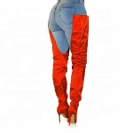 neon color over the knee Pu patent leather high heel fancy women boots