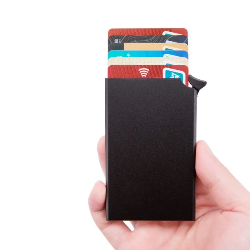 New Aluminum RFID Blocking Auto Pop Up Slide Credit Cards Holder Metal Front Pocket Cards Box Wallet