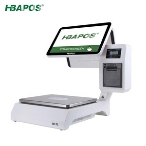 New Arrival 15.6&#39;&#39; All in one Dual Touch Screen POS System with Aclas Scale and 58/80mm Thermal printer for fruit store