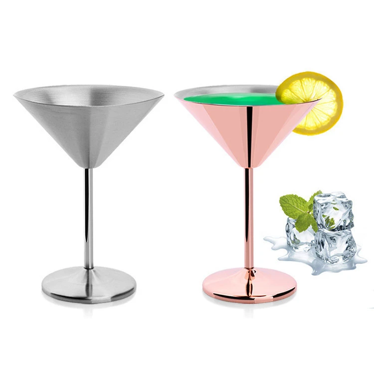 New Arrival Bar Accessories Stainless Steel Metal Unbreakable Martini Glass Red Wine Cocktail Glass