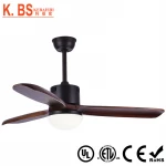 New coming decorative 52'' 3 wood blades wall switch ceiling fan with light remote control