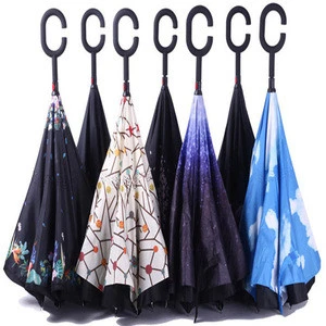 New design double sided custom printed logo reverse inverted upside down rian umbrella