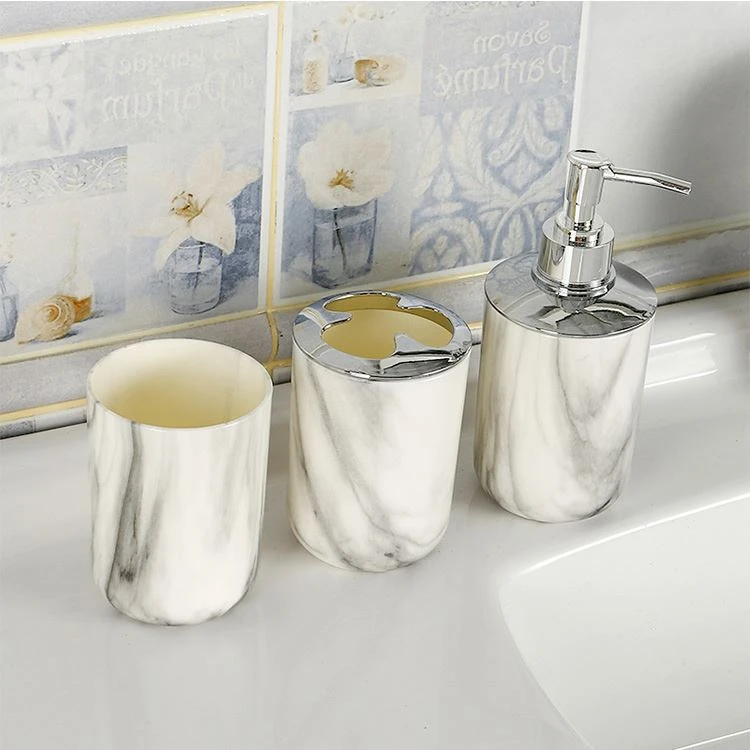 New Design Wholesale Price Bathroom Products White Plastic 6 Pcs Set Bath Accessories