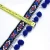 Import New Fancy design blue color Jacquard ribbon tape  Garment accessories Ethnic tassel pom pom lace trimming from China