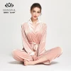 New Fashion Luxury Silk Velvet Belted Robe and Pant Pajama Set Home Lounge wear Manufacturer for Winter