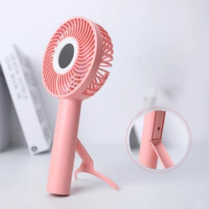 New H7 USB Charging silent mini portable handheld fan with lamp and mirror