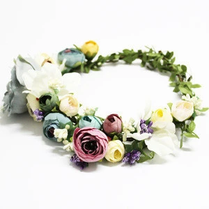 New Handcrafts Boho Flower Crown wedding flower headband Bridal Floral Crown, Bohemia Seaside Headwear for Photo Prop
