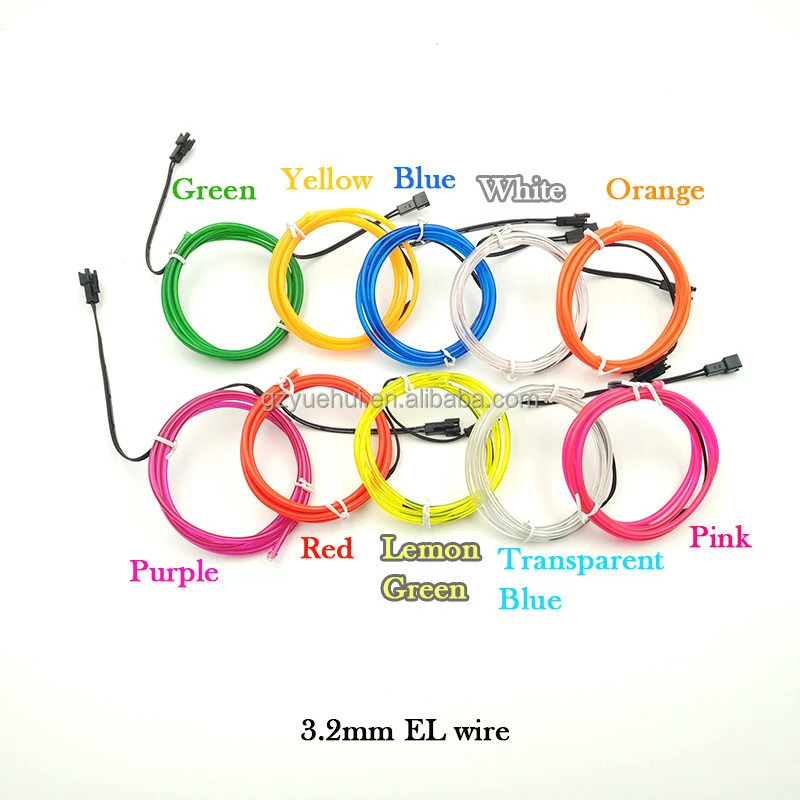 New Hot Product Flexible Neon Light 3.2mm EL Wire Rope Tube 10 Color Choice Not Include EL Driver For Toy Craft Party Decoration