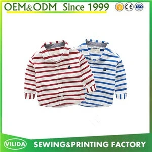 New style children&#039;s kid&#039;s sailor navy style 100% cotton long sleeve stripe shirt