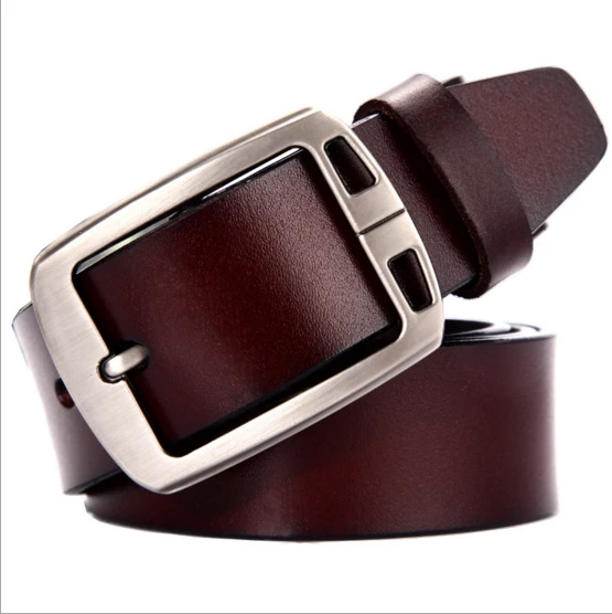 New style pin buckle belt wide waistband genuine leather strap for men
