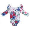 Newborn Baby Clothes Comfortable Long Sleeve Printing Infant Girl Clothing Triangle Flying Sleeve Ruffle Baby Rompers