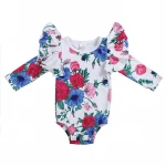Newborn Baby Clothes Comfortable Long Sleeve Printing Infant Girl Clothing Triangle Flying Sleeve Ruffle Baby Rompers