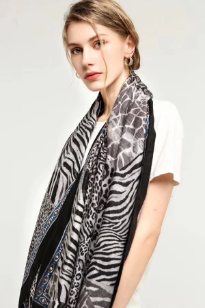 Nice Leopard Zebra mixed Pattern Printed Viscose Scarf 90*180  Scarves Shawls Women