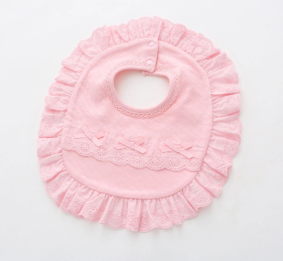 ODM/OEM baby items baby bibs  100% cotton girl lace bib washable Soft, comfortable and breathable fabric , baby saliva towel