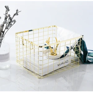 OEM 551-4G2 new products gold metal wire laundry clothes basket with handles