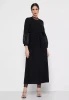 Oem Custom Islamic Dubai High Fashion Plus Size Front Open Plain Black Nida Abaya Kimino Kaftans With Belt